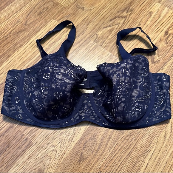 Soma Elegant Lace Floral Underwired  Navy Blue Bra - Picture 1 of 10
